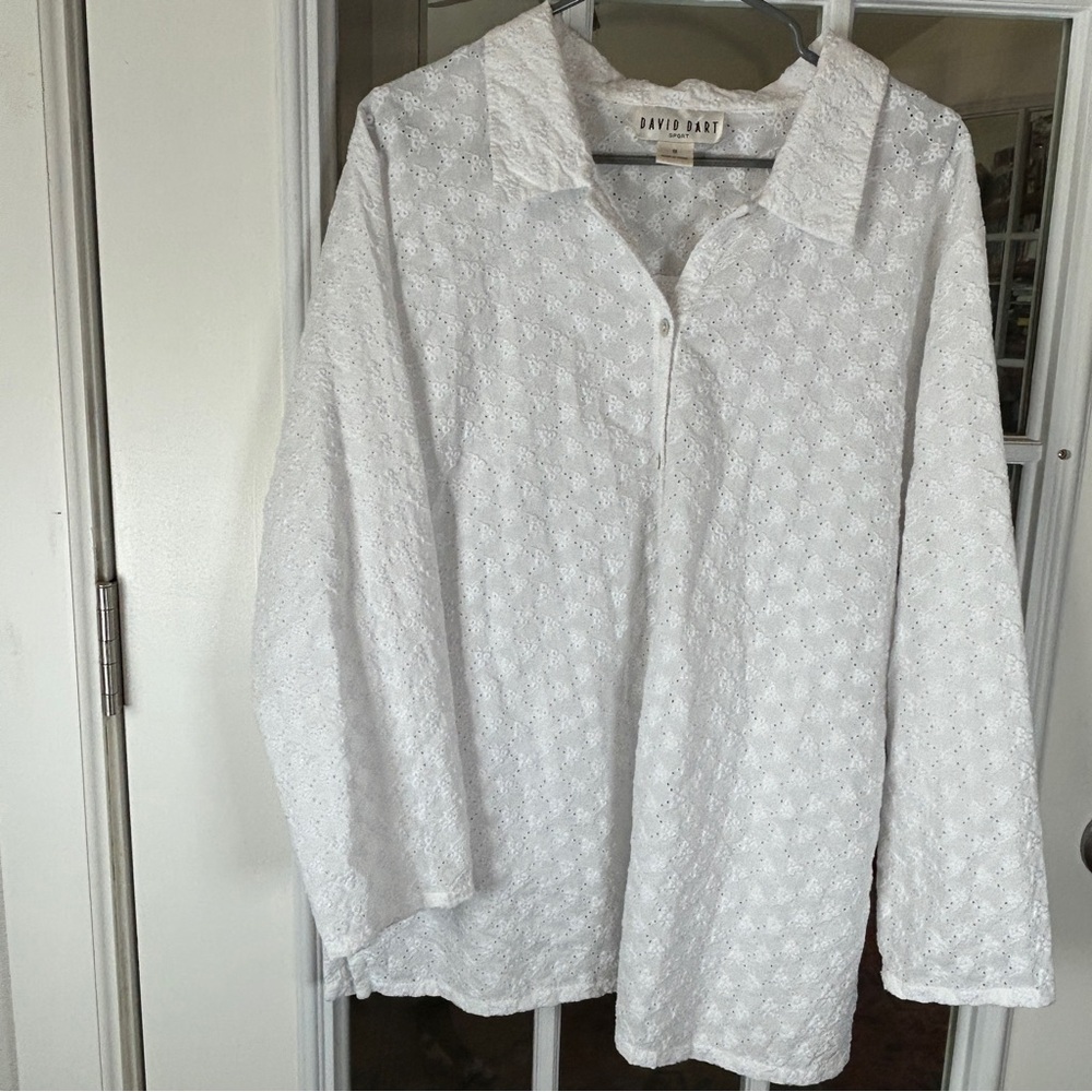 David Dart Women's White Eyelet Top, Size‎ 1X